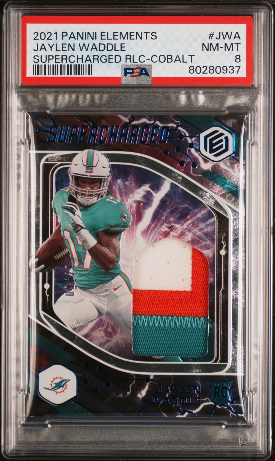 Jaylen Waddle Panini Elements Supercharged Relics #JWA Cobalt