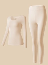 Women's 2PCS Thin Thermal Long Johns -Soft Underwear Set for Cold Weather Daily
