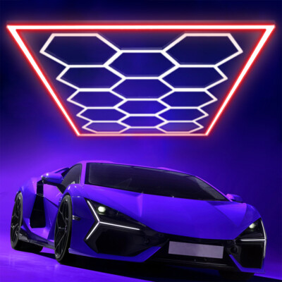 Hexagon LED Lighting Car Detail Garage Workshop Retail Light Honeycomb Hex Lamp