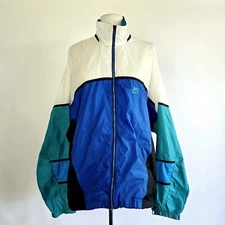 Vintage 90s Nike Windbreaker Colorblocked Track Jacket XL Nylon Sportswear Aqua