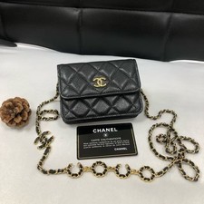 Chanel 99% New Black Caviar Crossbody Bag Series 31 w/ Card 4.7x3.5in