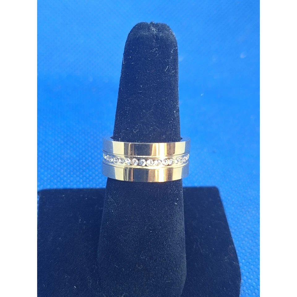 Vita Fede 24kgp Pavé Cristal Swarovski Apilable Oro Juego de 3 Anillos ¡Nunca Usado! Talla 7 Foto 4 de 4