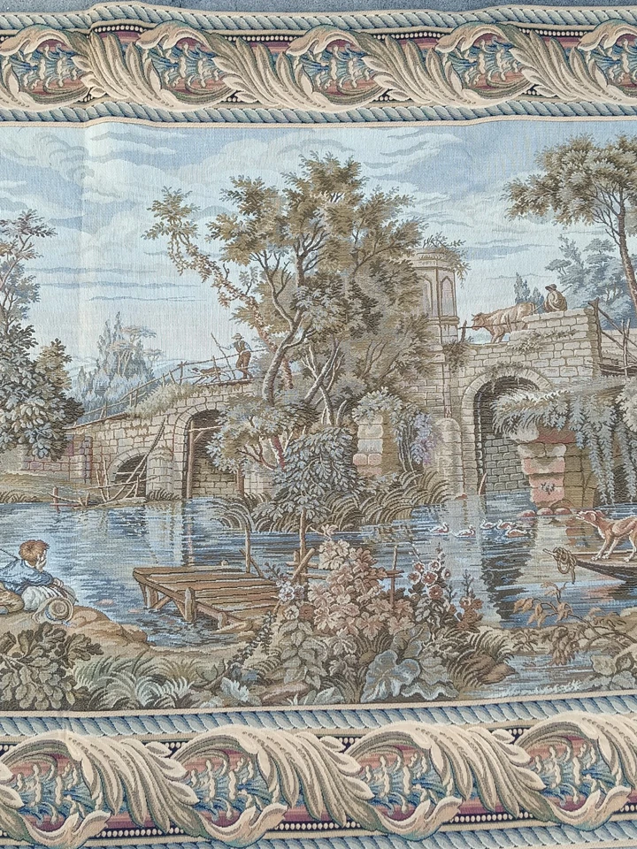 Tapiz de pared jacquard italiano Washing Day at the Mill arte rústico europeo Foto 3 de 4