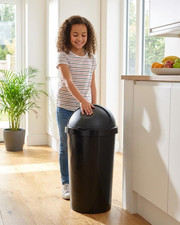 New 60 Litre Bullet Bin Rubbish Waste Litter Bins Kitchen Dustbin Flap Lid Black