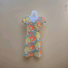 Vintage Blue Platapus Sm/Md 60s Mod Style Floral Wrap Dress Unsized