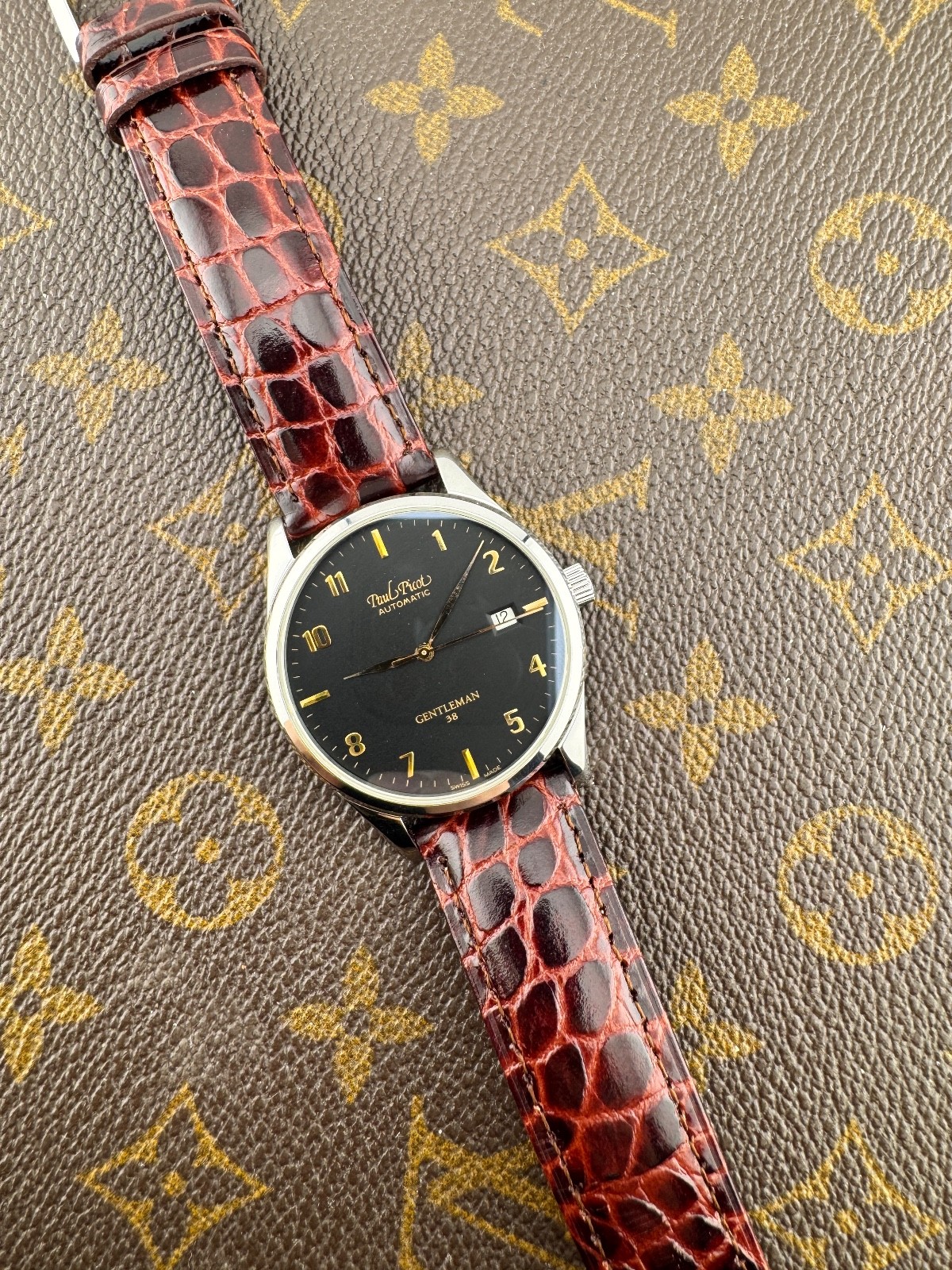 Paul Picot Gentleman 38 Rare Black Dial Warranty Oriignal Swiss Made