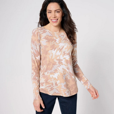 Belle by Kim Gravel Rayon Spandex Color Splash Top Rose Bisque Size Small