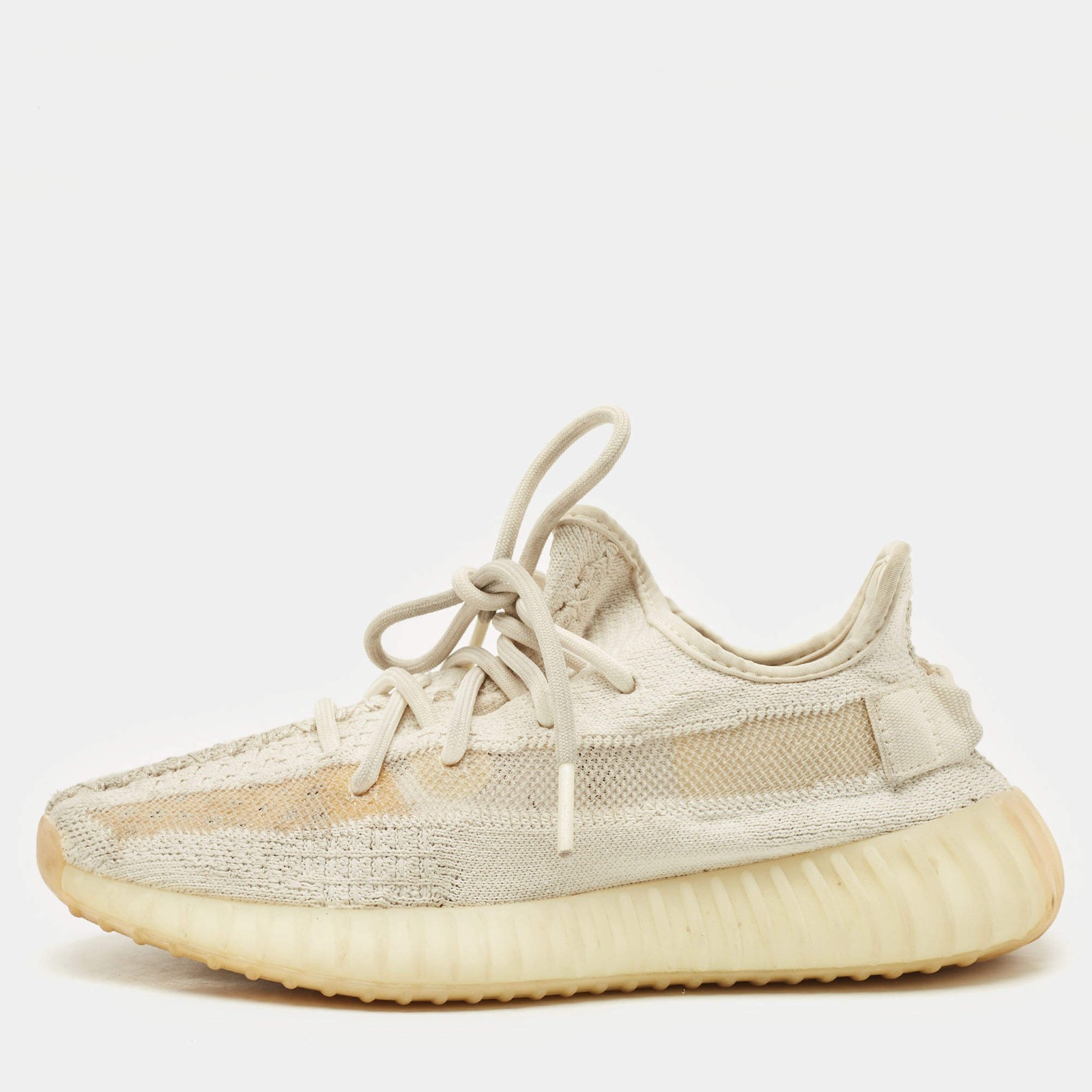 Yeezy x Adidas Cream Knit Fabric Boost 350 V2 Synth Non Reflective Sneakers
