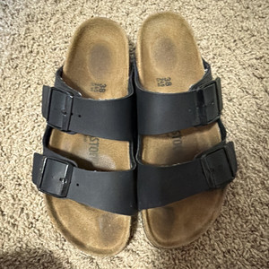 Birkenstock Arizona Black Two-Strap Buckle Slide Sandals EU 38 US 8 narrow
