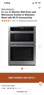 Samsung 5.1 cu ft Wall Oven & Microwave Combo SS Wi Fi 2 Ovens