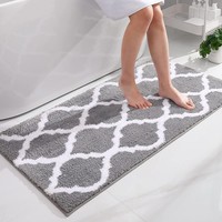 Badematte Mikrofaser Rutschfest Badezimmerteppich Grau 60X120 Cm