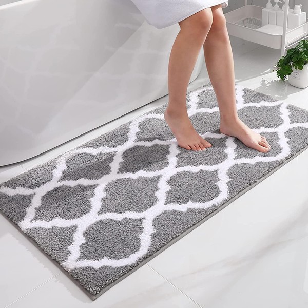Badematte Mikrofaser Rutschfest Badezimmerteppich Grau 60X120 Cm-image