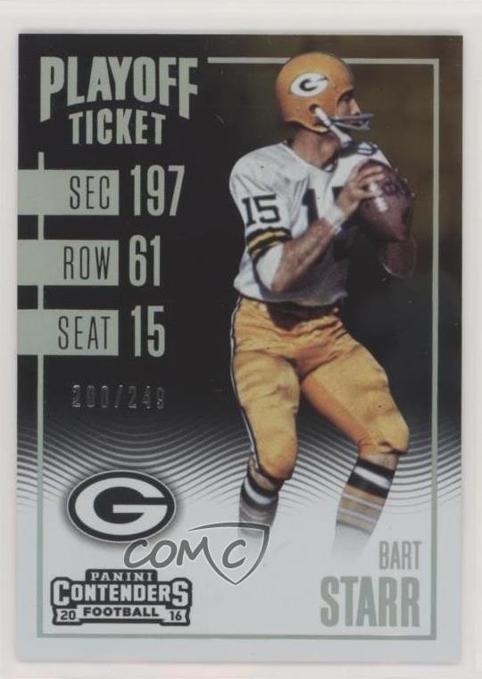2016 Panini Contenders Playoff Ticket 200/249 Bart Starr #34 HOF n0c