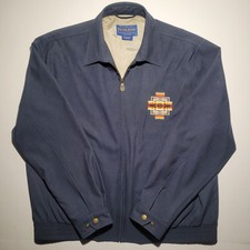 Pendleton Chief Joseph Pattern Bomber Jacket Size L Blue Full Zip