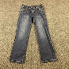 Pantalones de mezclilla Simply Vera VeraWang para mujer talla 2 lavado oscuro pierna recta parche bolsillo azul