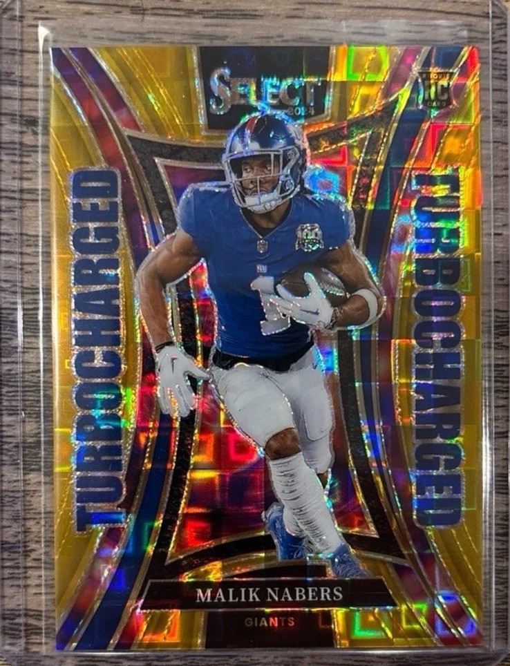 2024 Panini Select Turbocharged Malik Nabers #15 Gold Prizm /10 Rookie