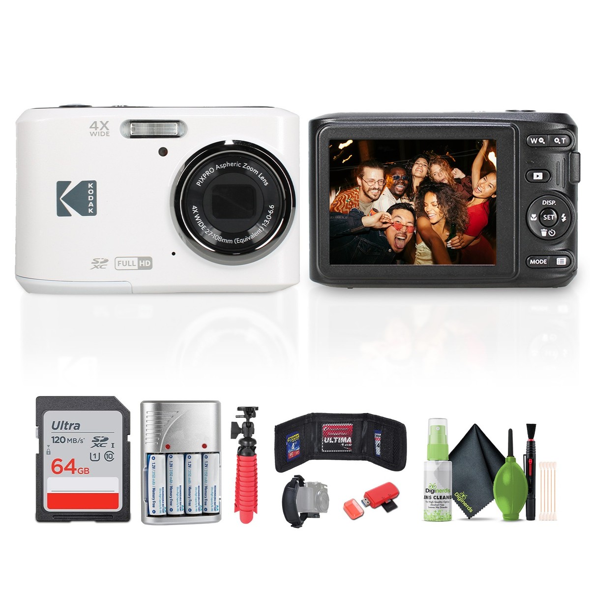 Kodak PIXPRO FZ45 16MP Digital Camera White - FZ45WH - Open Box