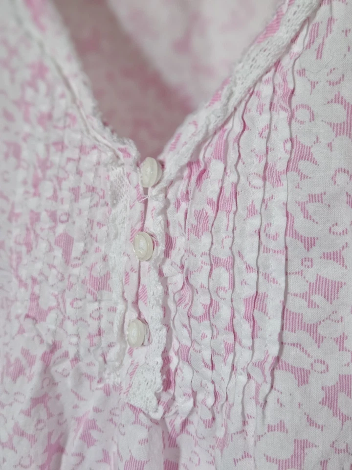 Miss Elaine Beautiful Pink 100 % Cotton Nightgown Size L - Image 2 of 4