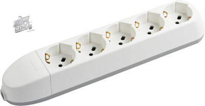 Schuko Two-Stroke 10A 16A 5-Seater Cordless Multi-Socket Universal Adapter White