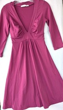 Plum Fall Autumn Wedding Guest DRESS S Monaco XS Pleated Form Accentuating