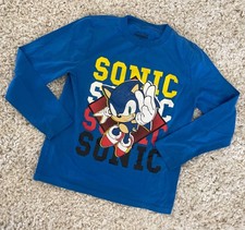 Sonic The Hedgehog Boys Youth Graphic T-Shirt Blue Long Sleeve Size L 10-12