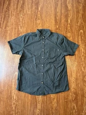 Vuori Blue Indigo Micro Polka Dot Crest Short Sleeve Button Down Shirt Mens XL