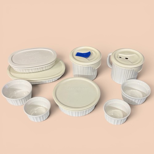 CorningWare French White Stoneware 13 PC Bakeware Serveware Set Lids