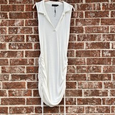 Pretty little thing White Sleeveless Ruched Dress Sz 10