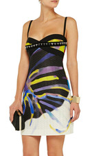 AUTH Versace Vintage Abstract Print Textured Cotton Silk Mini Dress IT38