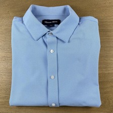 Mizzen Main Bateman Mens XL Classic Fit Performance Dress Shirt Blue 168