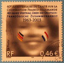 FRANCE 2003  Oblitéré  YT 3542 " 40 ans du TRAITÉ FRANCO-ALLEMAND " CACHET ROND