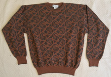 TRICOTS ST. RAPHAEL Crew Neck Wool Sweater Paisley Preppy Men's Large