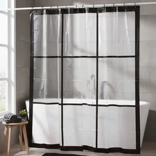 New Transparent PEVA Shower Curtain - Printed Design - 71x71 Inches