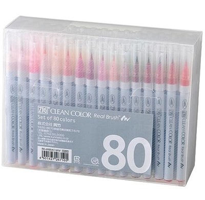Kuretake Color Pen Brush Pen ZIG Clean Color Real Brush 80 Colors RB-6000AT/80V