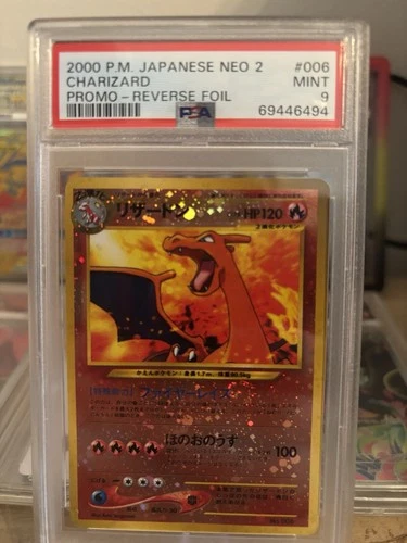 Charizard Reverse Holo Neo 2 Premium File Promo PSA 9 006 Swirl! 🌀
