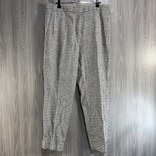 Ann Taylor Houndstooth Ankle High Rise Black White Business Office Pants Sz 10