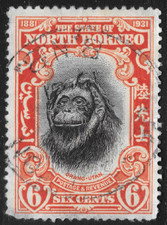 1931 North Borneo 6c Stamp shows Urang-Utan