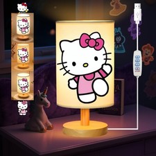 Kitty Bedside Table Lamp for Bedroom Nightstand, Gifts for Girls 3 Colors Di...