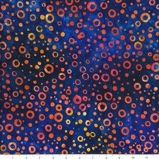 1 Yard Cut of Lunn Fabric Carbonated Batik 100 Cotton 3209 Cobalt Navy Blue Red