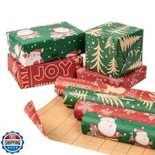 RUSPEPA Kraft Wrapping Paper Rolls - 17 inches x 10 feet per Roll, Total of 4