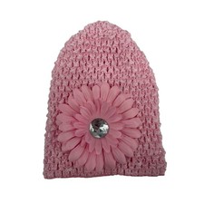 Infant Baby Girls' Crochet 3D Flower Floral Pink Winter Hat Beanie
