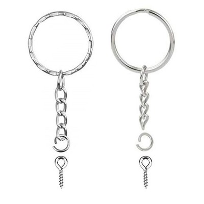 50x/Set Silver Screw Eye Pins Keychain Rings for w/ Chain Jump Rings for Craft C
