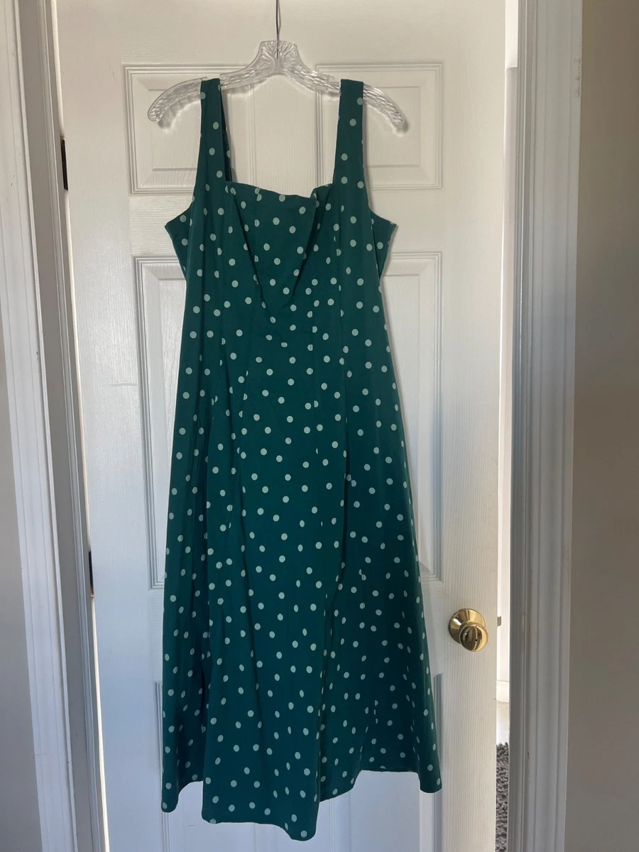 slim fit dress slacks Flora Green Polka Dot Midi Dress – Finery London main image 1