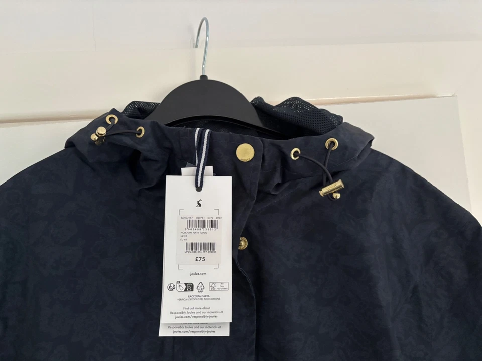 JOULES Holkham Navy Tonal Waterproof Packable Raincoat UK20 BNWT RRP £75 - Image 4 of 4