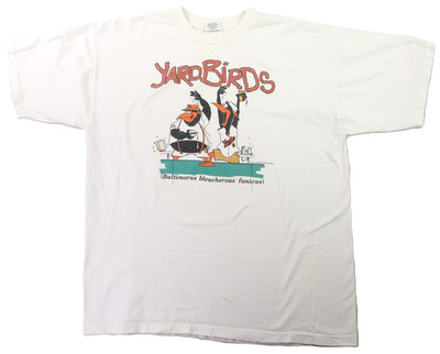 Vintage 90s 2XL XXL White Yard Birds Yardbirds Yardies Baltimore Orioles T Shirt