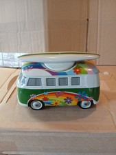 VW Bus CAMPERVAN Egg Cup With Surf Board Salt Shaker Genuine VW Pre Owned