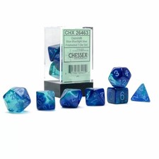 Gemini Polyhedral 7-Die Set (Blue-Blue/Light Blue Luminary) - Chessex