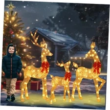 48 Inch 2.5D Gold Lighted Christmas Deer Decorations 3-Piece Outdoor SDL-2D-001