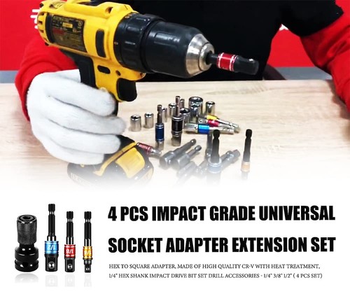 Drill Bit Extension Set- Impact Socket Adapter Quick Release 1/2-Inch Square ... - Picture 7 of 8