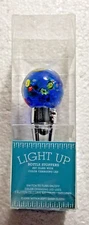 Light Up Bottle Stopper Floral Design Blue Art Glass